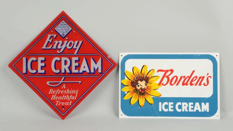 Appraisal: A Lot of Ice Cream Signs This lot includes a