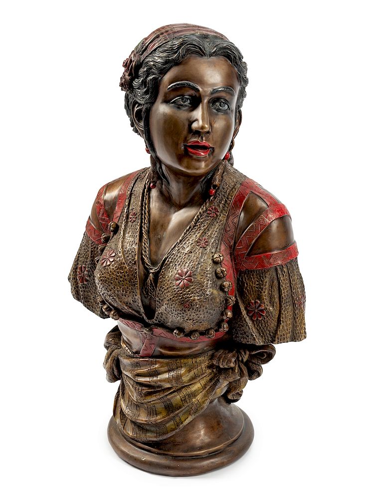 Appraisal: An Austrian Cold-Painted Bronze Bust of Rebecca An Austrian Cold-Painted