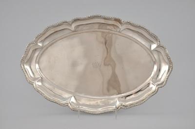 Appraisal: An Austro-Hungarian Silver Platter Oval form with serpentine cast rim