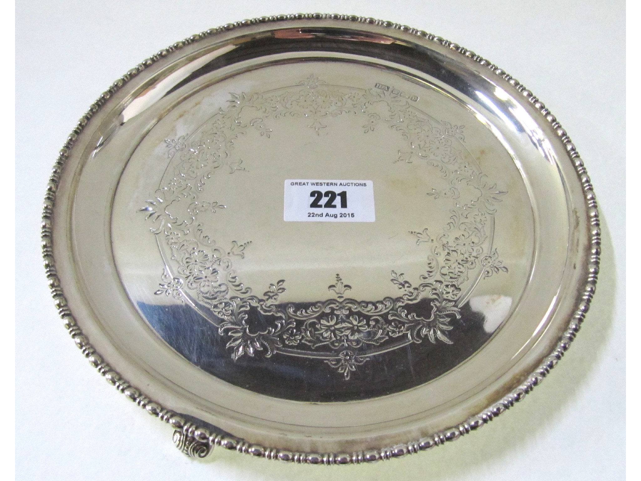 Appraisal: A silver card tray Sheffield