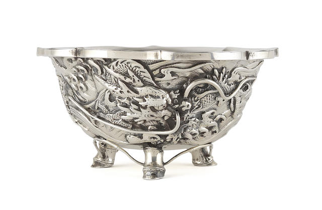 Appraisal: A Meiji period Japanese silver bowl stamped with character marks