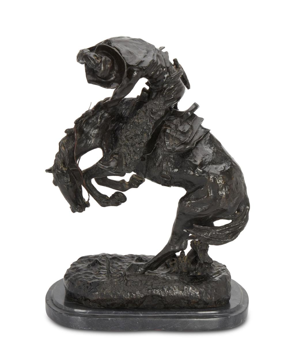 Appraisal: After Fredric Remington - Rattlesnake Patinated bronze mounted on black