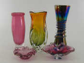 Appraisal: A group of five s studio glass vases comprising a