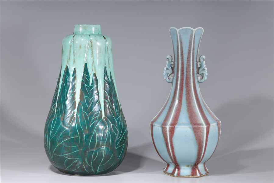 Appraisal: Two tall Chinese porcelain vases one with eggshell blue and