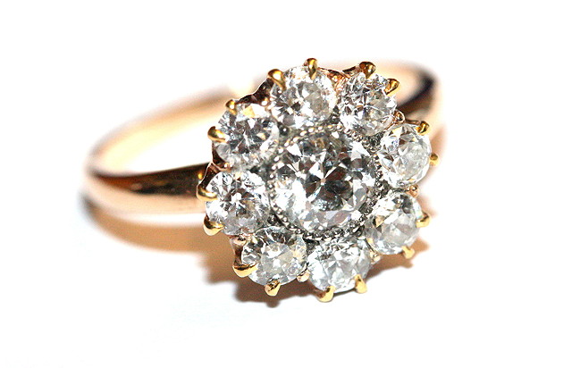 Appraisal: A DIAMOND SET RING in the form of a cluster