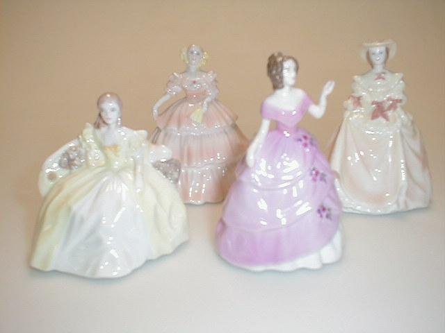 Appraisal: Four Coalport minuet figures titled Kimberley Sophie Jessica and Summertime