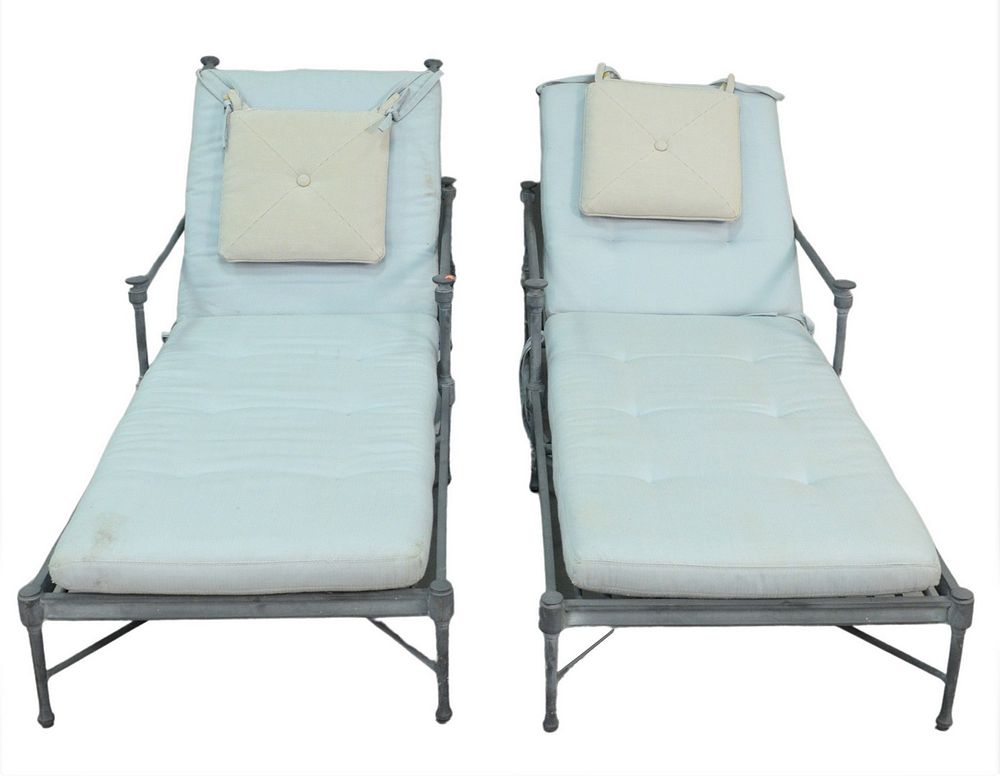 Appraisal: Pair of Restoration Hardware Patio Chaise Lounges with upholstered cushions