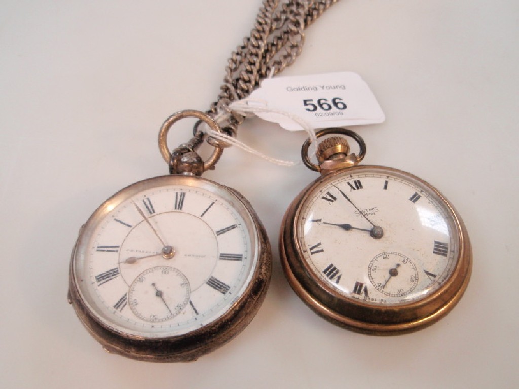 Appraisal: A silver open face pocket watch silver Alberts and gold