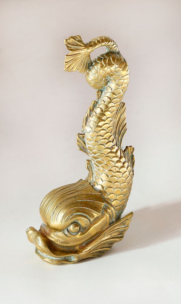 Appraisal: th Century English Brass Dolphin Doorstop Exclusive on Bidsquare th