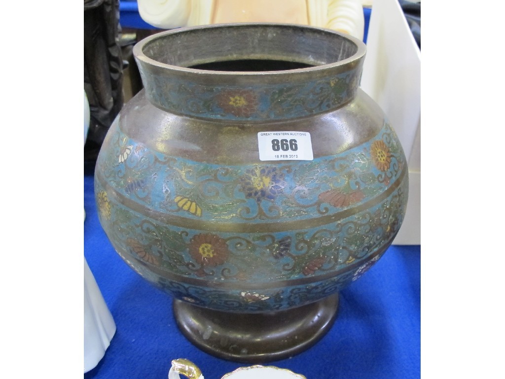 Appraisal: Chinese bronze and cloisonne jardinere