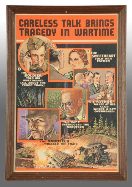 Appraisal: Paper WWII Loose Talk Poster Description s Framed under glass