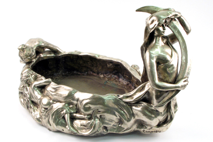 Appraisal: A SILVER-GILT FRENCH MADE FIGURAL CENTER BOWL in the Art