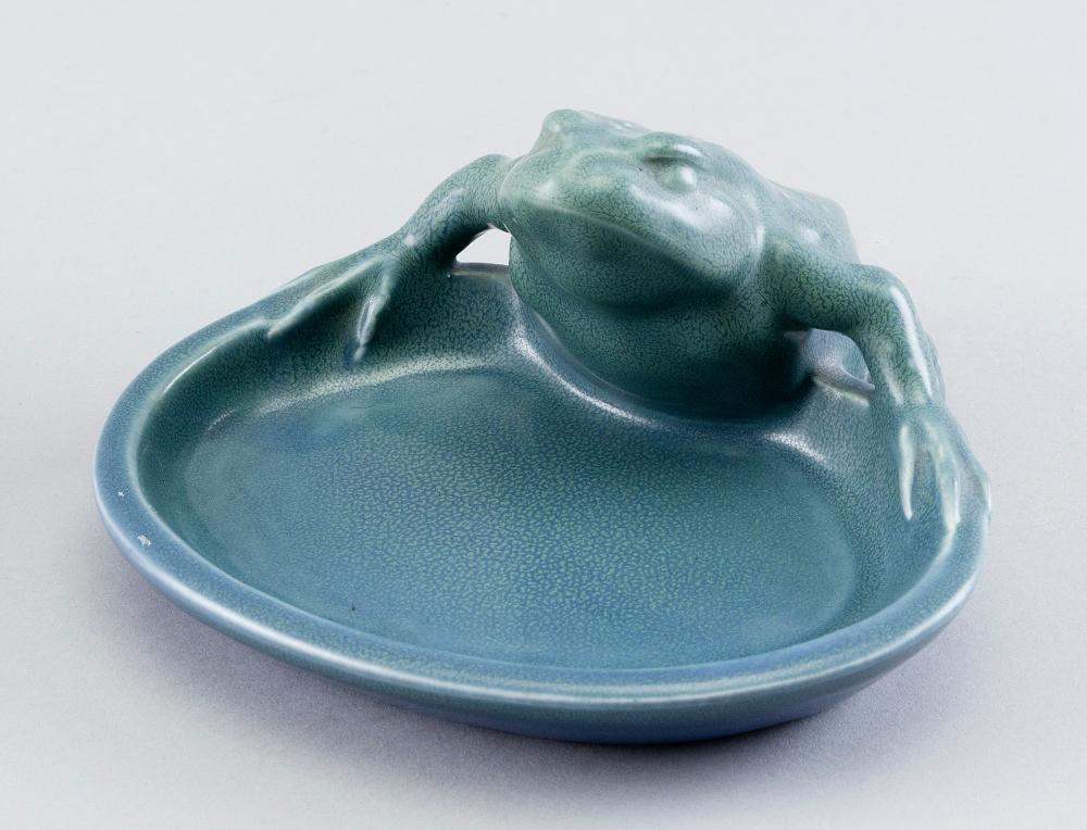 Appraisal: ROOKWOOD POTTERY FROG ASHTRAY DATED HEIGHT LENGTH WIDTH ROOKWOOD POTTERY