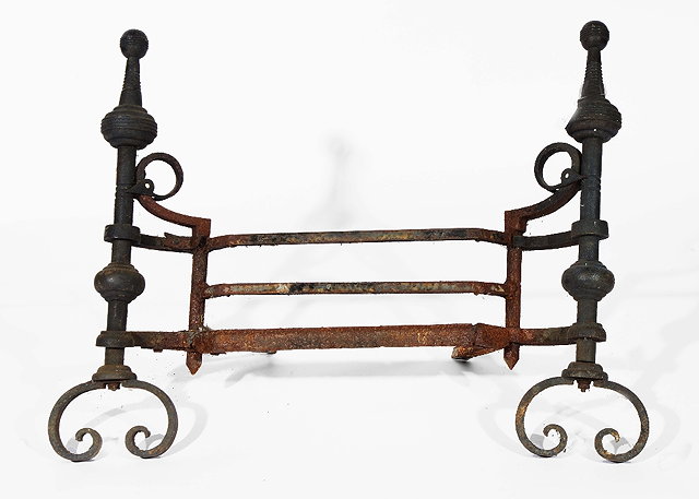 Appraisal: Fire basket th Century style with turned finials cm