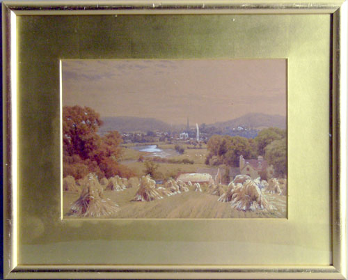 Appraisal: English watercolor and gouache landscape signed A R Quinton x