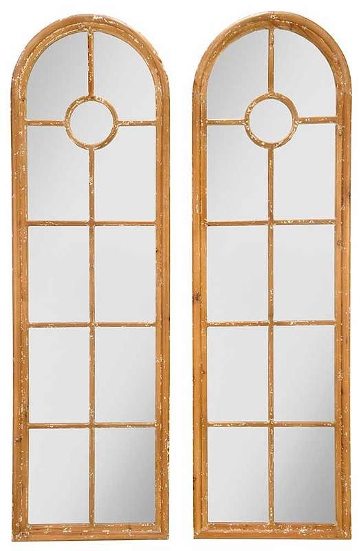 Appraisal: Pair Arched Painted Mirror Panels modern each x in Provenance