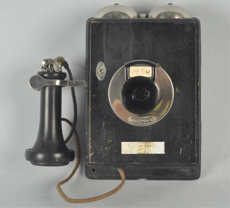 Appraisal: Western Electric Type A Compact Telephone Circa Black painted walnut