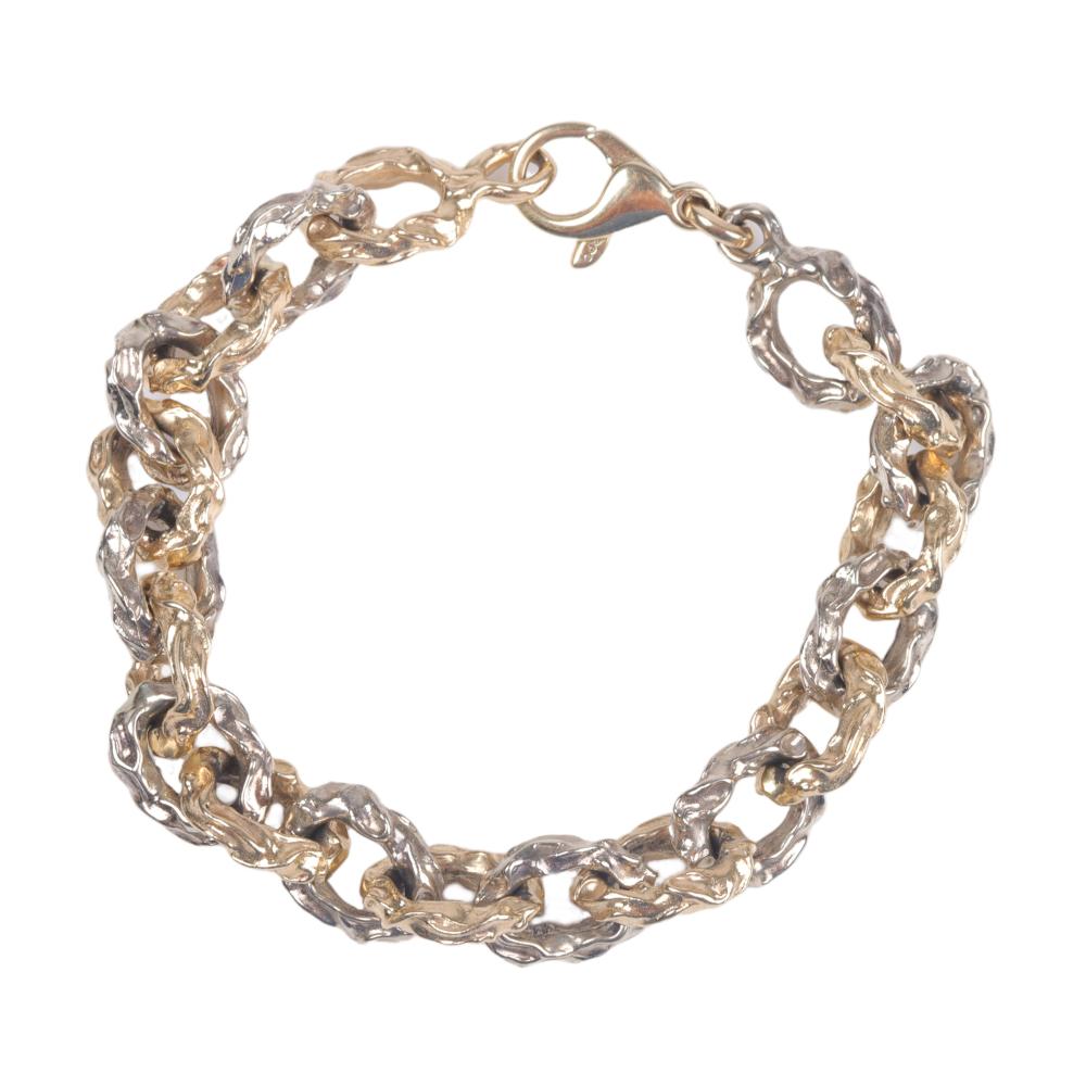 Appraisal: Designer k two tone white yellow gold textured chunky chain