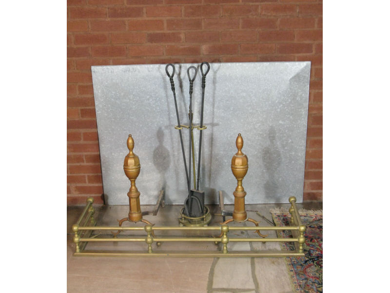 Appraisal: Chippendale Style Fireplace Group including a pair of Chippendale style