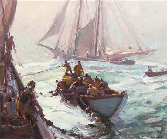 Appraisal: Emile Albert Gruppe American - Bringing in the Nets oil