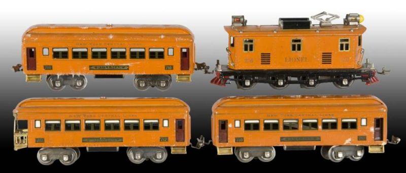 Appraisal: Lionel Tin-Plate O-Gauge Passenger Train Set Description Includes rubber stamped