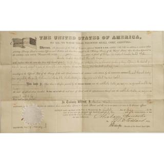 Appraisal: Abraham Lincoln Stoddard Signed Land Grant Unframed April Kansas land