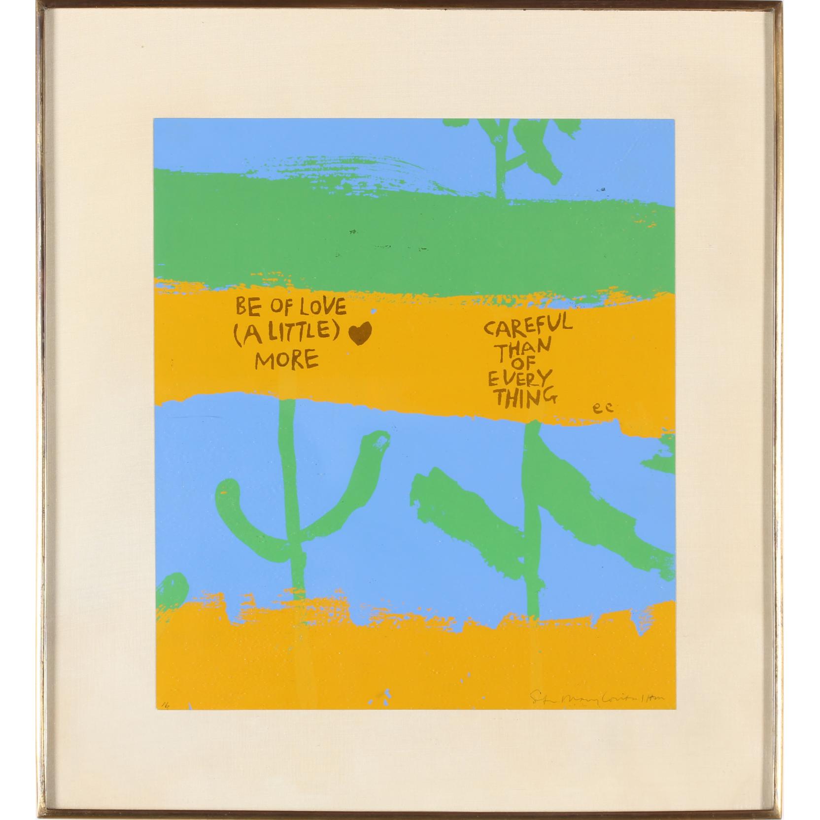 Appraisal: Sister Mary Corita Kent Am - Be of Love silkscreen