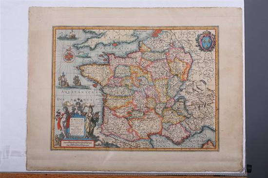 Appraisal: MAP OF GALLIAE after Hendrick Hondius colored engraving later printing