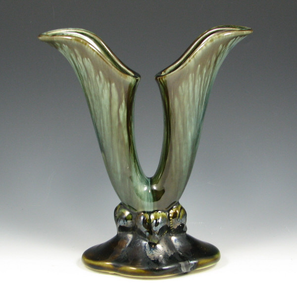 Appraisal: Hull Trial Glaze Double Cornucopia - Mint Woodland double cornucopia