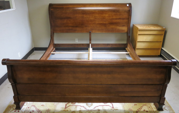 Appraisal: KING SIZE SLEIGH BED WITH RAILS Durham Furniture Co Durham