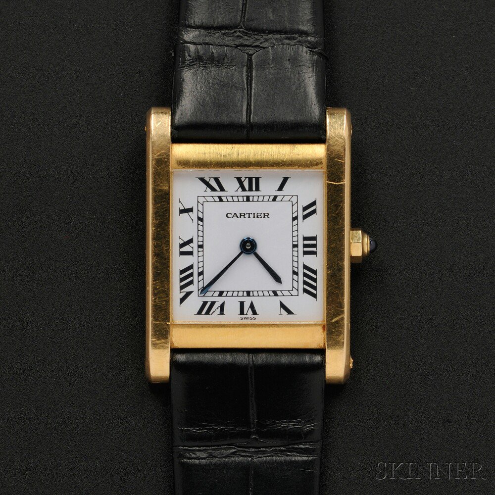 Appraisal: kt Gold Tank Wristwatch Cartier Paris the white dial with