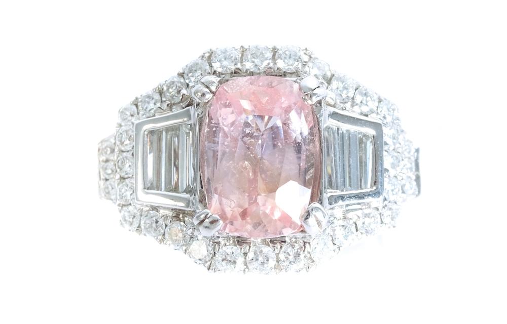 Appraisal: K WG CT PINK SAPPHIRE DIAMOND RING K white gold