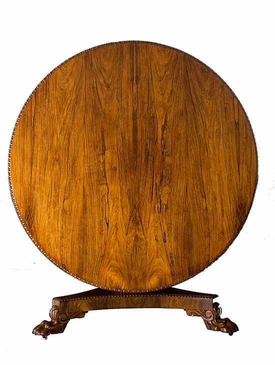 Appraisal: Regency carved rosewood breakfast table mid th century circular top