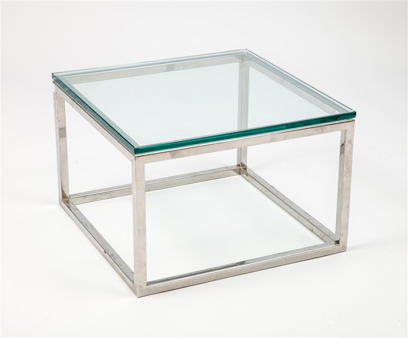 Appraisal: Low Table Brushed steel glass x x in Estimate -