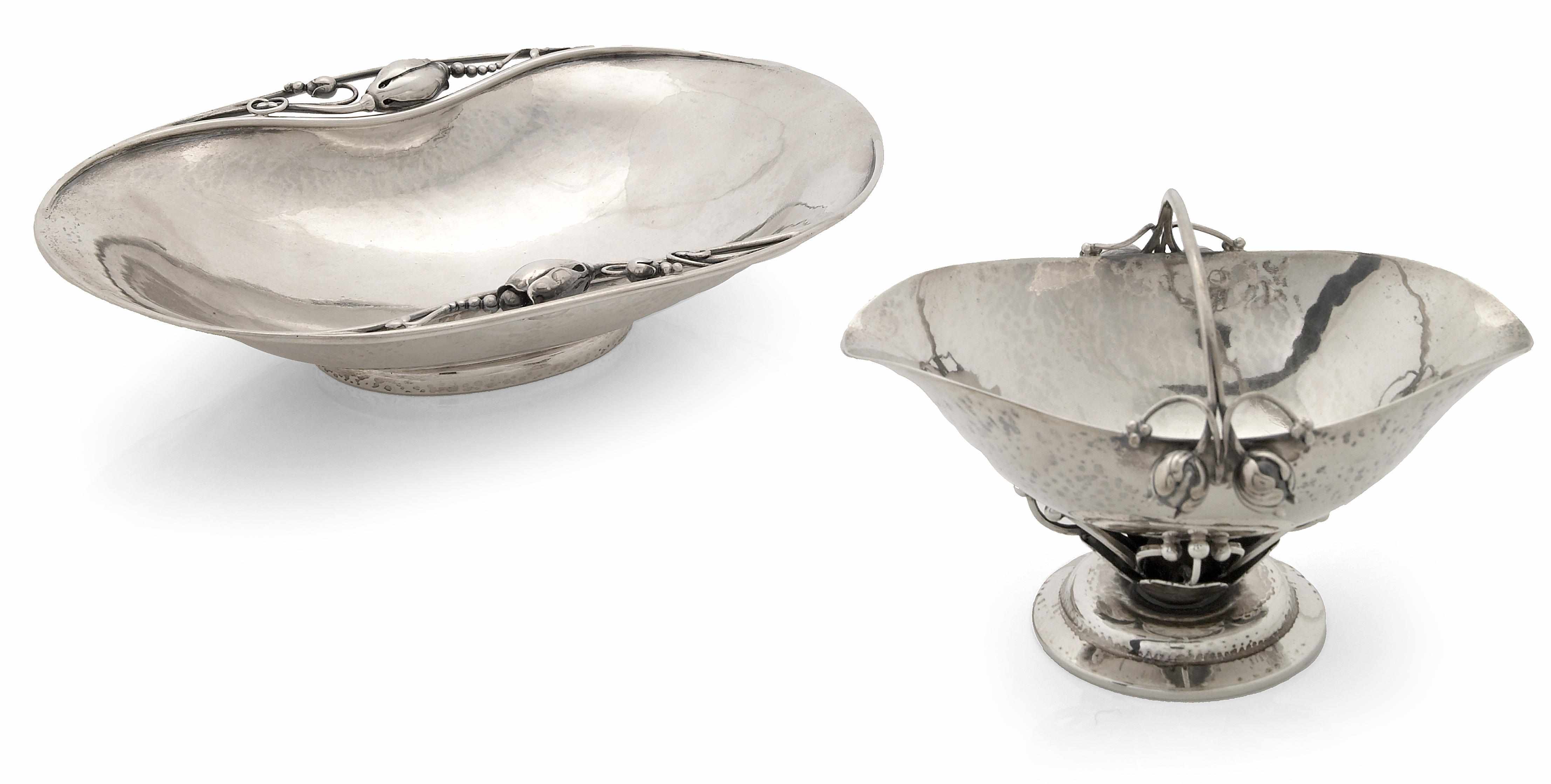 Appraisal: A Georg Jensen silver oval Blossom pattern dish and a