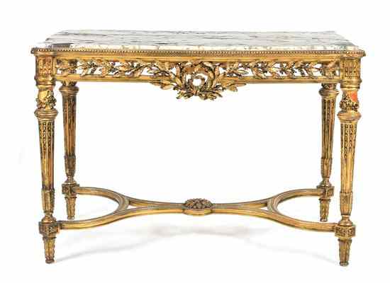 Appraisal: A Louis XVI Style Giltwood Center Table having a rectangular