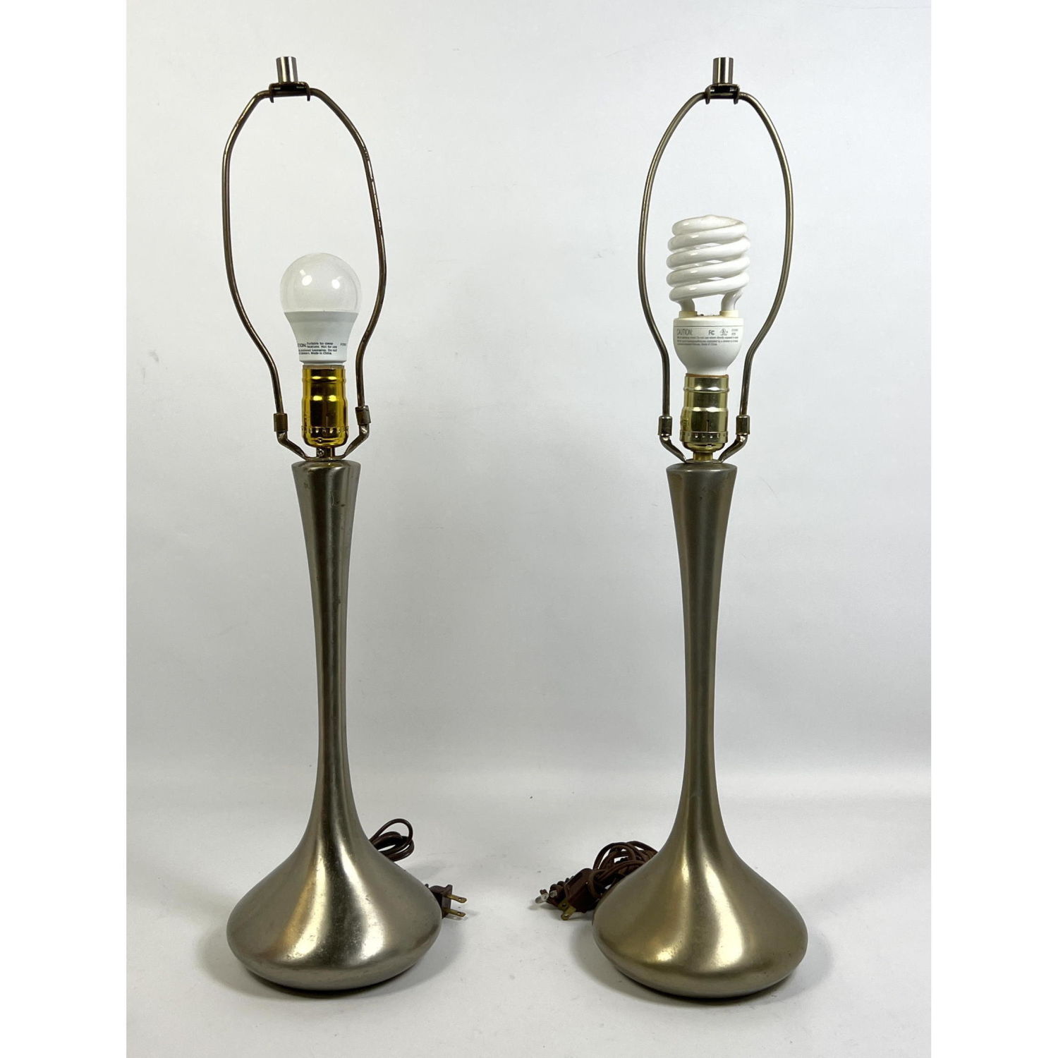 Appraisal: Pr Laurel Metal Swollen Base Table Lamps Modernist Lighting Dimensions