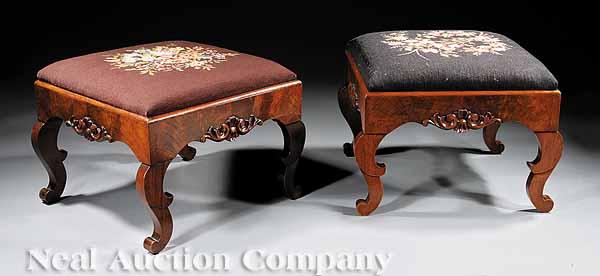 Appraisal: A Pair of American Classical Mahogany Ottomans mid- th c