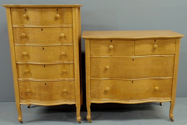 Appraisal: Bird s-eye maple serpentine front high chest h x w