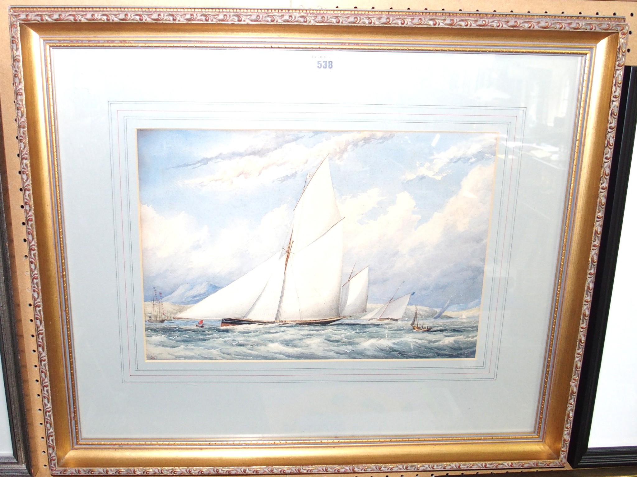 Appraisal: F H Regatta in full sail monogrammed watercolour