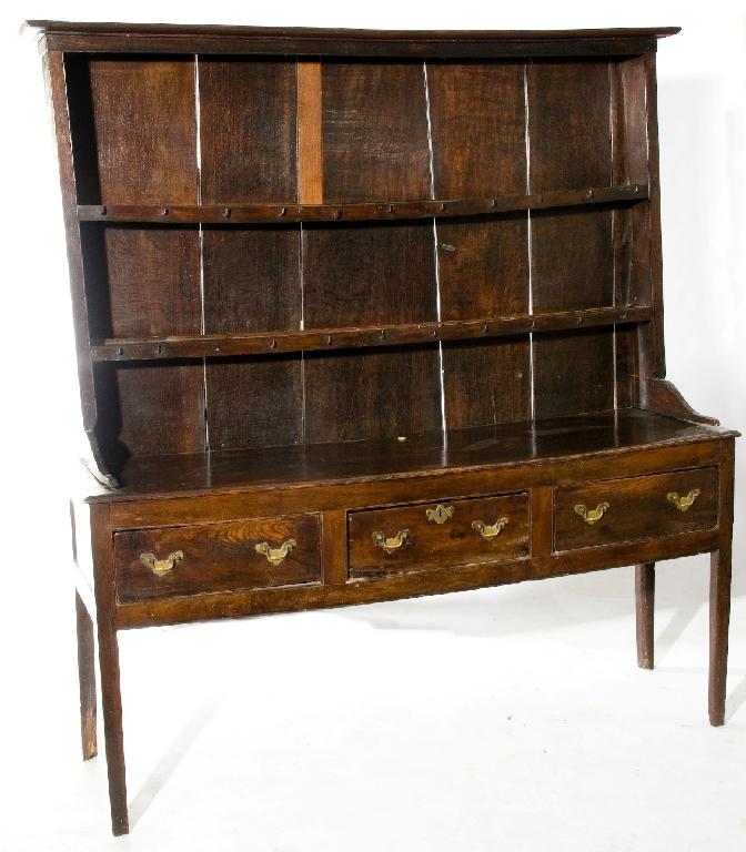 Appraisal: GEORGE III OAK AND ELM DRESSER AND RACK c the