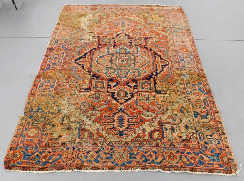 Appraisal: SEMI ANTIQUE HERIZ GEOMETRIC RUG Middle East th CenturyRed blue