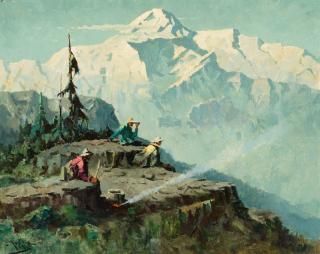 Appraisal: EUSTACE ZIEGLER - Three Mountaineersoil on canvasboard x inchessigned lower