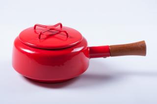 Appraisal: Dansk Kobenstyle Modern Red Enamel Pot w Lid Kobenstyle modern