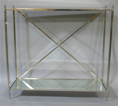 Appraisal: MODERN METAL MIRRORED CONSOLE TABLE th century the mirrored top