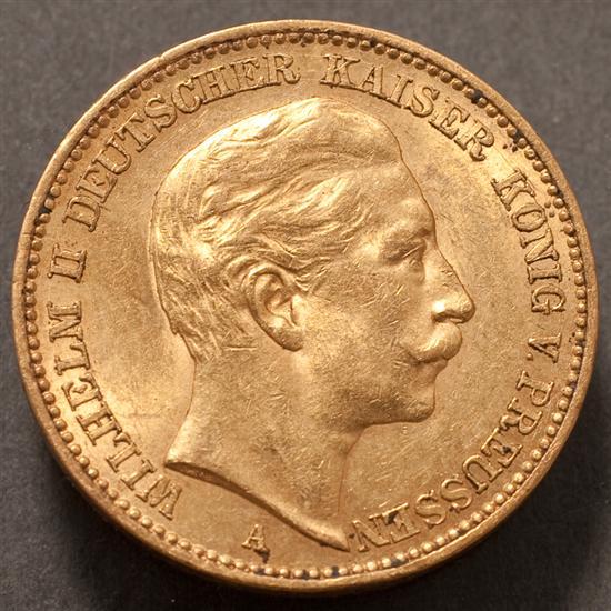 Appraisal: Prussian gold -Mark of Kaiser Wilhelm II Berlin mint Very