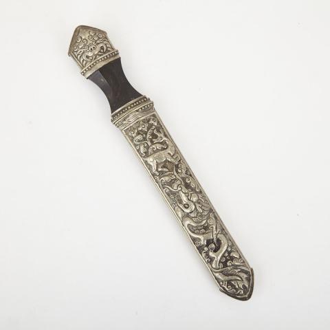 Appraisal: A Tibetan Silver Alloy Dagger th Century Condition wear consistent