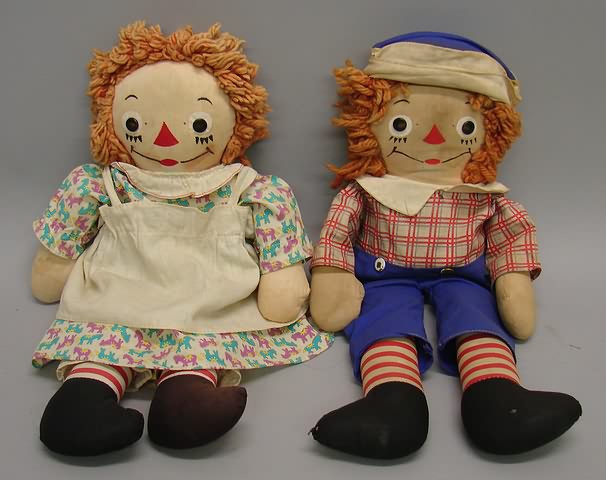 Appraisal: Tagged Georgene Averille Raggedy Ann Andy Small noses with curved