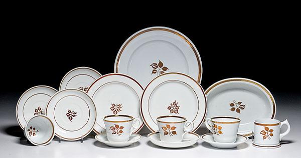 Appraisal: GROUP OF ELSMORE FORSTER TOBACCO LEAF IRONSTONE pieces English mid-