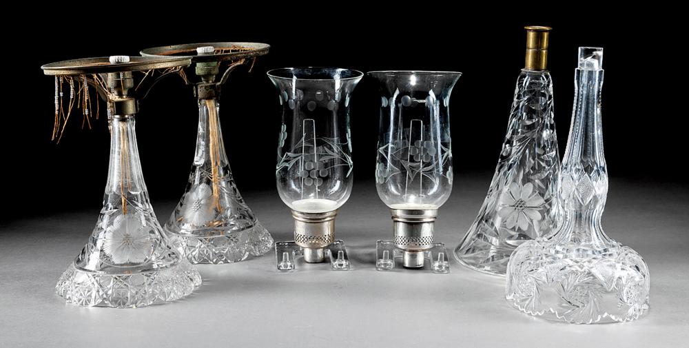 Appraisal: Group of Antique and Vintage Cut Glass incl pair of